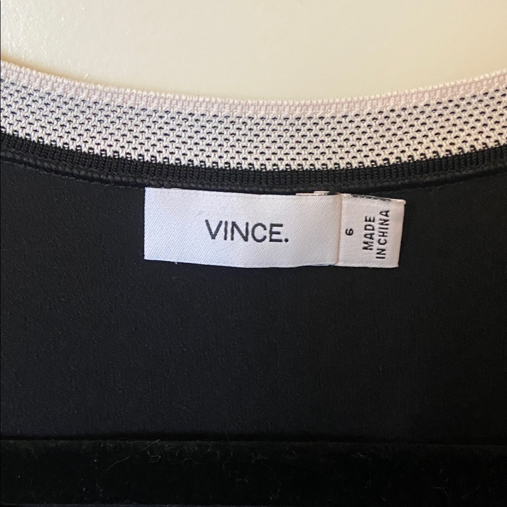 VINCE ⚜️ Double Layer Sleeveless Elegant Black and White Dress - Picture 6 of 9